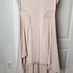 Elegant Blush Pink Dress with Sheer Panels